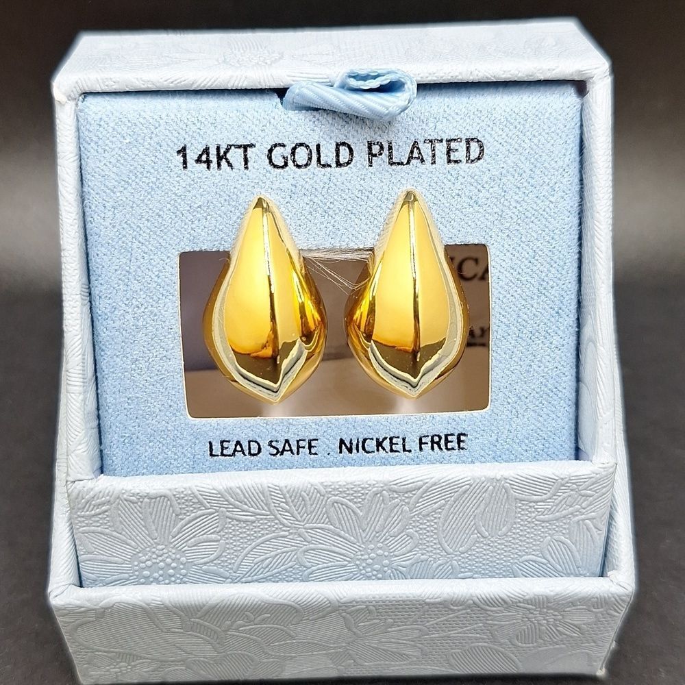 Gold chunky tear drop hoop earrings minimalist jewelry